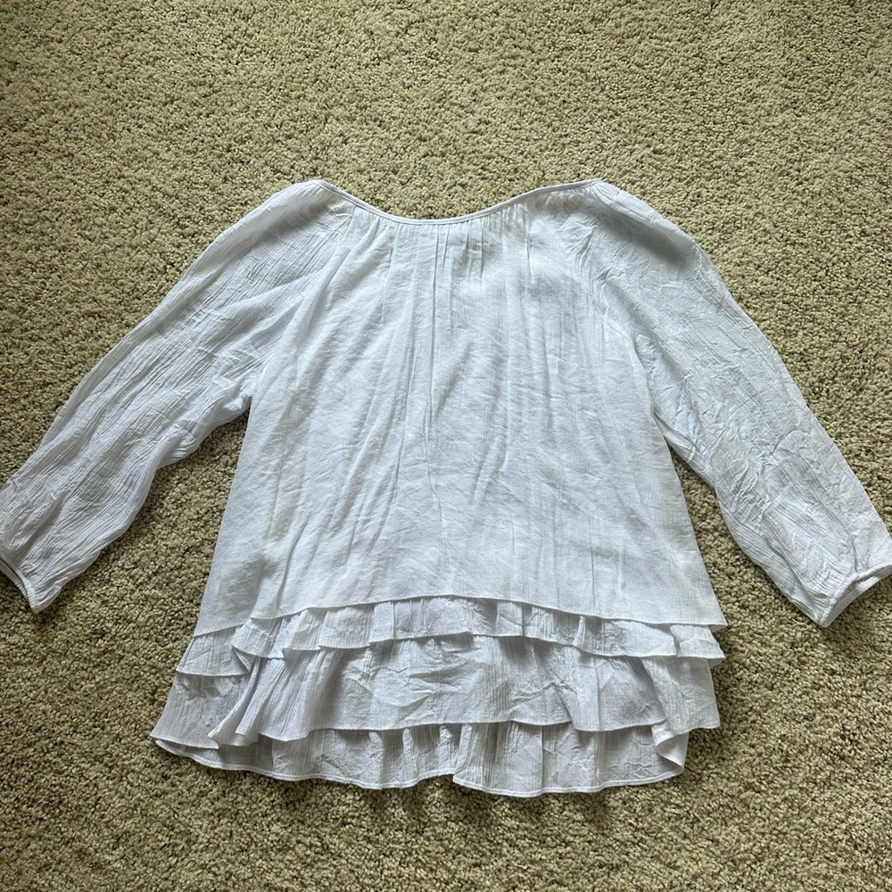 Joseph Ribkoff White Layered Ruffle Blouse - Picture 4 of 5